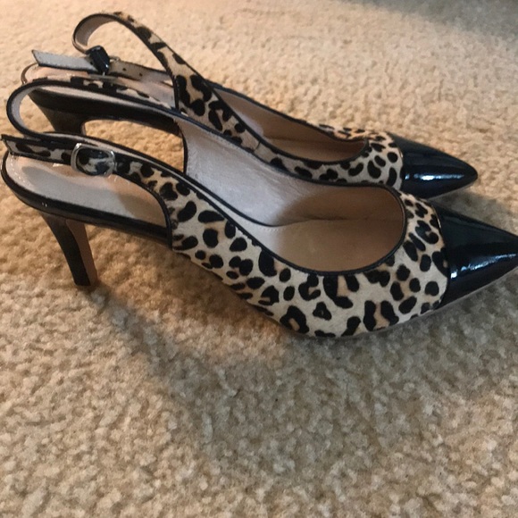 leopard print slingback kitten heels